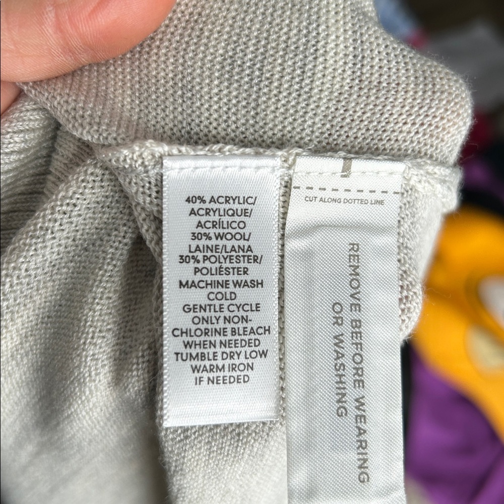 LOFT XS Oatmeal Open Front Cardigan Lightweight Wool Blend Neutral - Picture 6 of 6